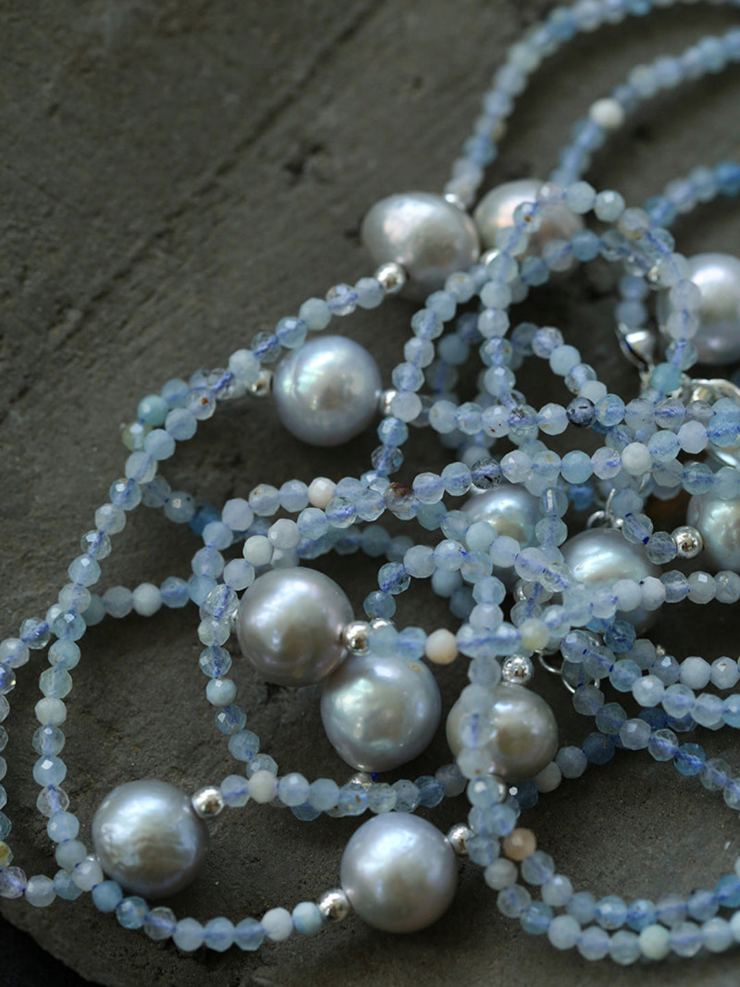 Aquamarine Series Baroque Pearl Ultra Long Necklace