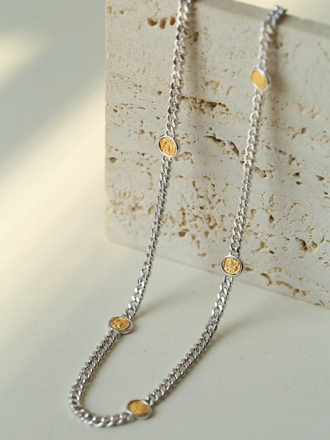 Athena Old Coin Chain Necklace - Gembea Jewelry