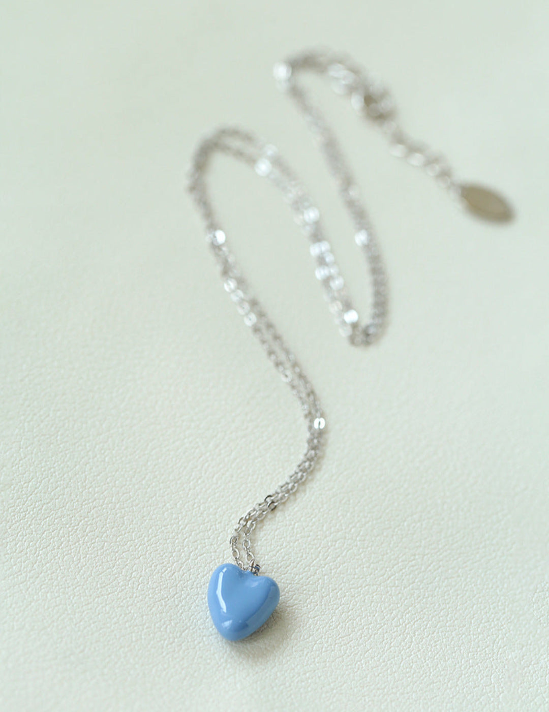 Blue Enamel Heart-shaped Necklace-Gembea Jewelry