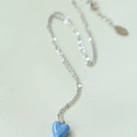 Blue Enamel Heart-shaped Necklace-Gembea Jewelry