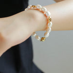 Magnetic Buckle Irregular Metal Pearl Bracelet