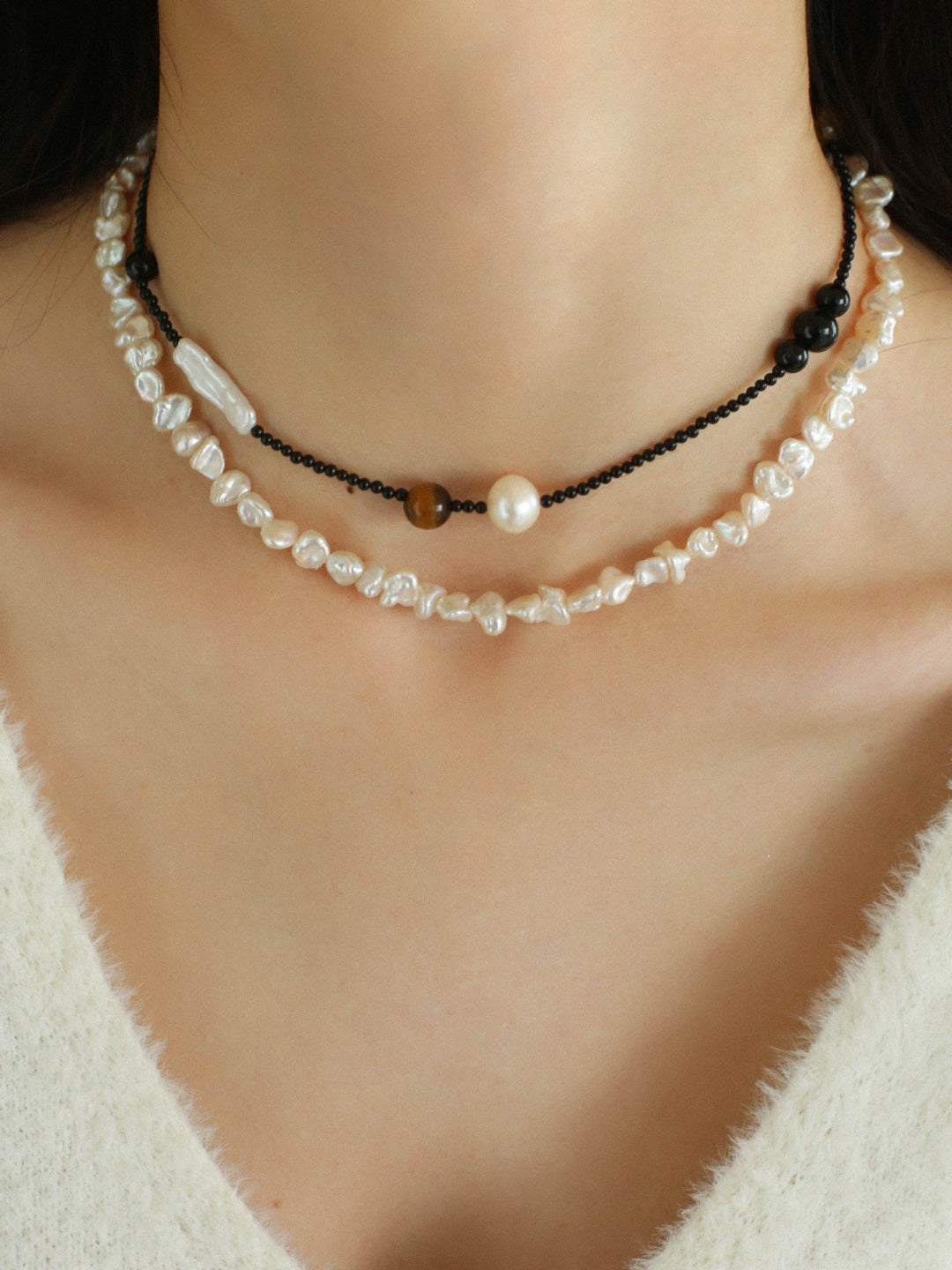 Irregular Baroque Pearl Beaded Necklace