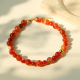 Primary Red Agate Round Beaded Necklace