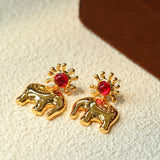 Sun Elephant Gold Silver Drop Earrings-Gembea Jewelry