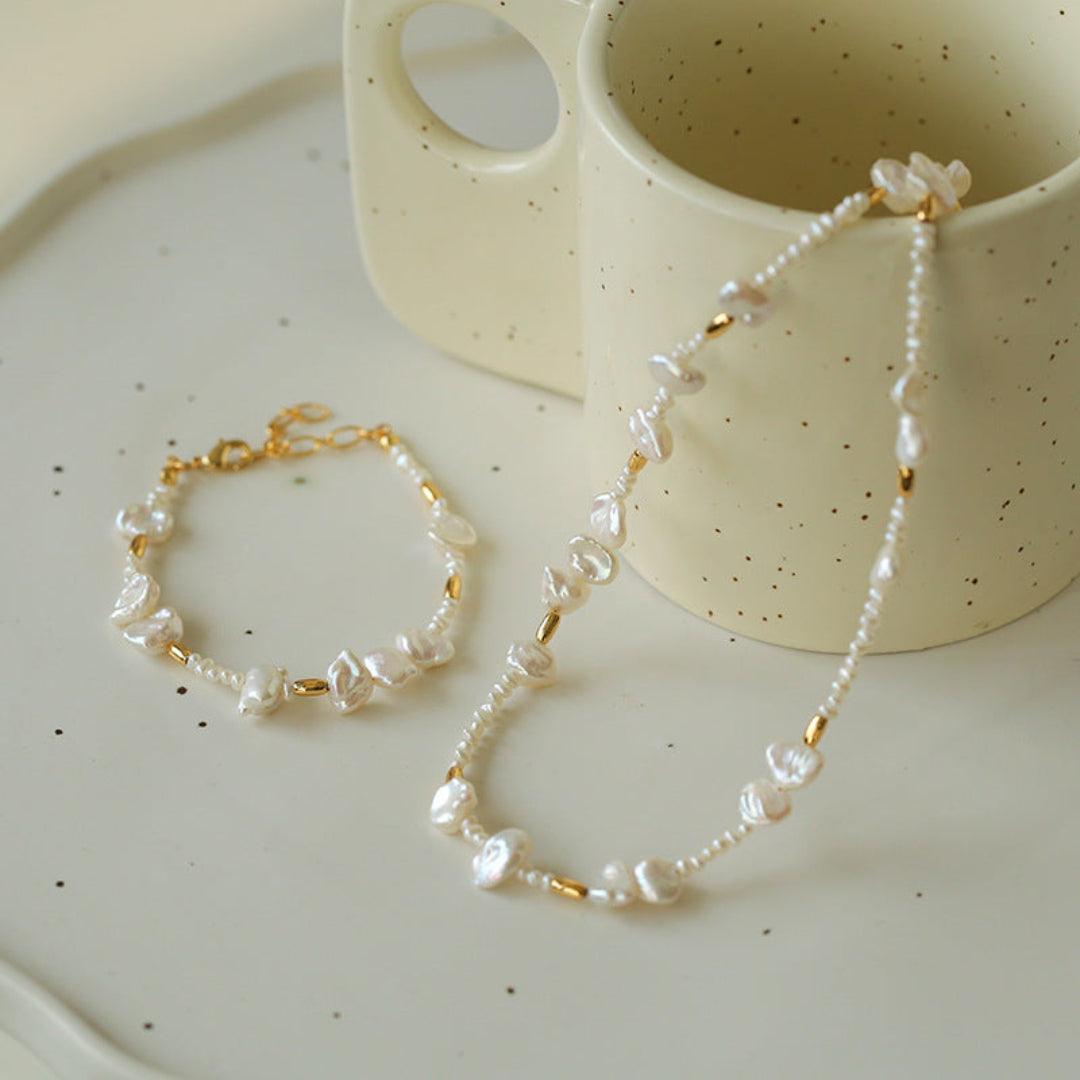 Simple Freshwater Rice Pearl Necklace - Gembea Jewelry