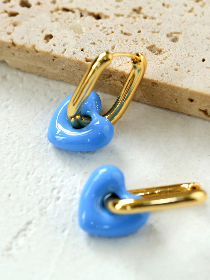 Enamel Heart-shaped Earrings Gembea Jewelry