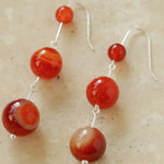 Red and Black Agate S925 Silver Hook Earrings