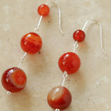 Red and Black Agate S925 Silver Hook Earrings