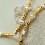 Vintage Gold Bean Irregular Pearl Necklace