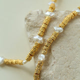 Vintage Gold Bean Irregular Pearl Necklace