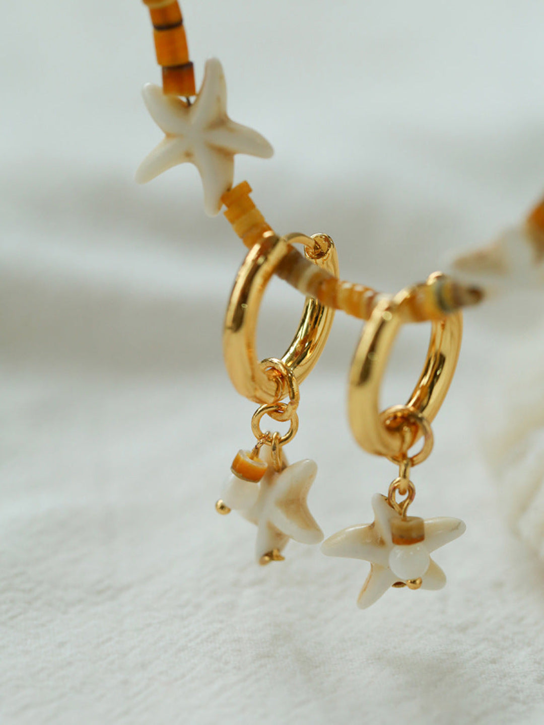 Holiday Starfish Hoop Earrings