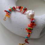 Vacation Artificial Colored Gemstone Baroque Pearl Bracelet