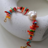 Vacation Artificial Colored Gemstone Baroque Pearl Bracelet