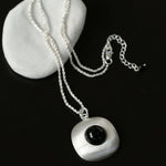 Brushed Metal Agate Pendant Necklace