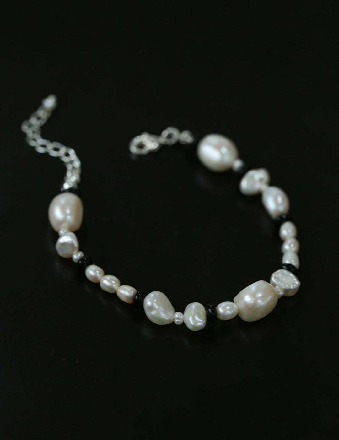 Baroque Pearl Black Agate Beaded Bracelet