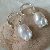 Metal Circle Baroque Pearl Drop Earrings