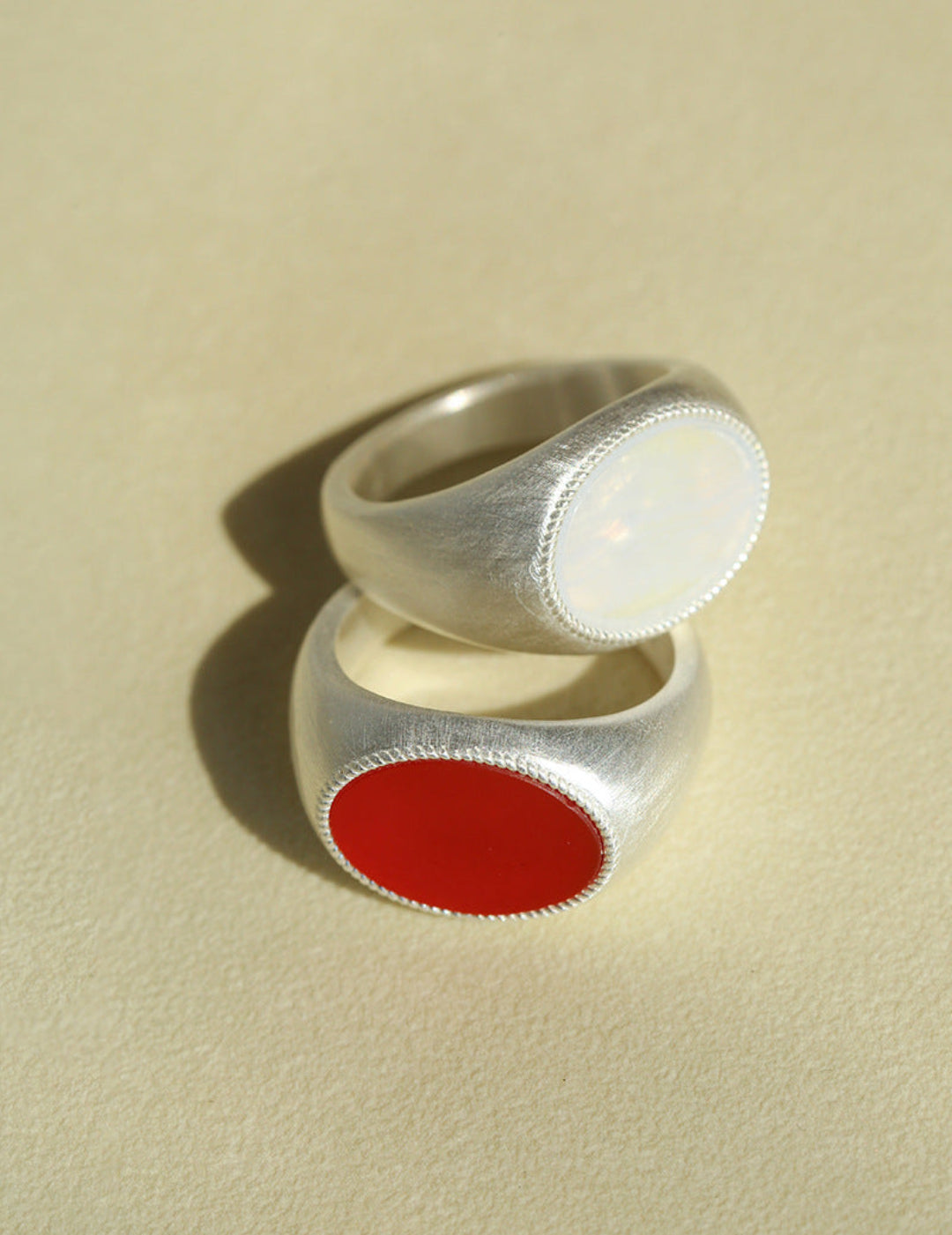 Gembea jewelry Wide Silver Brushed Agate Ring