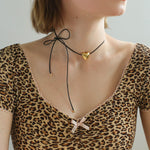 Heart Love Shaped Black Rope Necklace