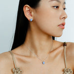 Blue Enamel Heart-shaped Necklace-Gembea Jewelry