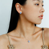 Blue Enamel Heart-shaped Necklace-Gembea Jewelry