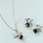 Silver Chain Tiger's Eye Pendant Necklace-Gembea Jewelry