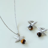 Silver Chain Tiger's Eye Pendant Necklace-Gembea Jewelry