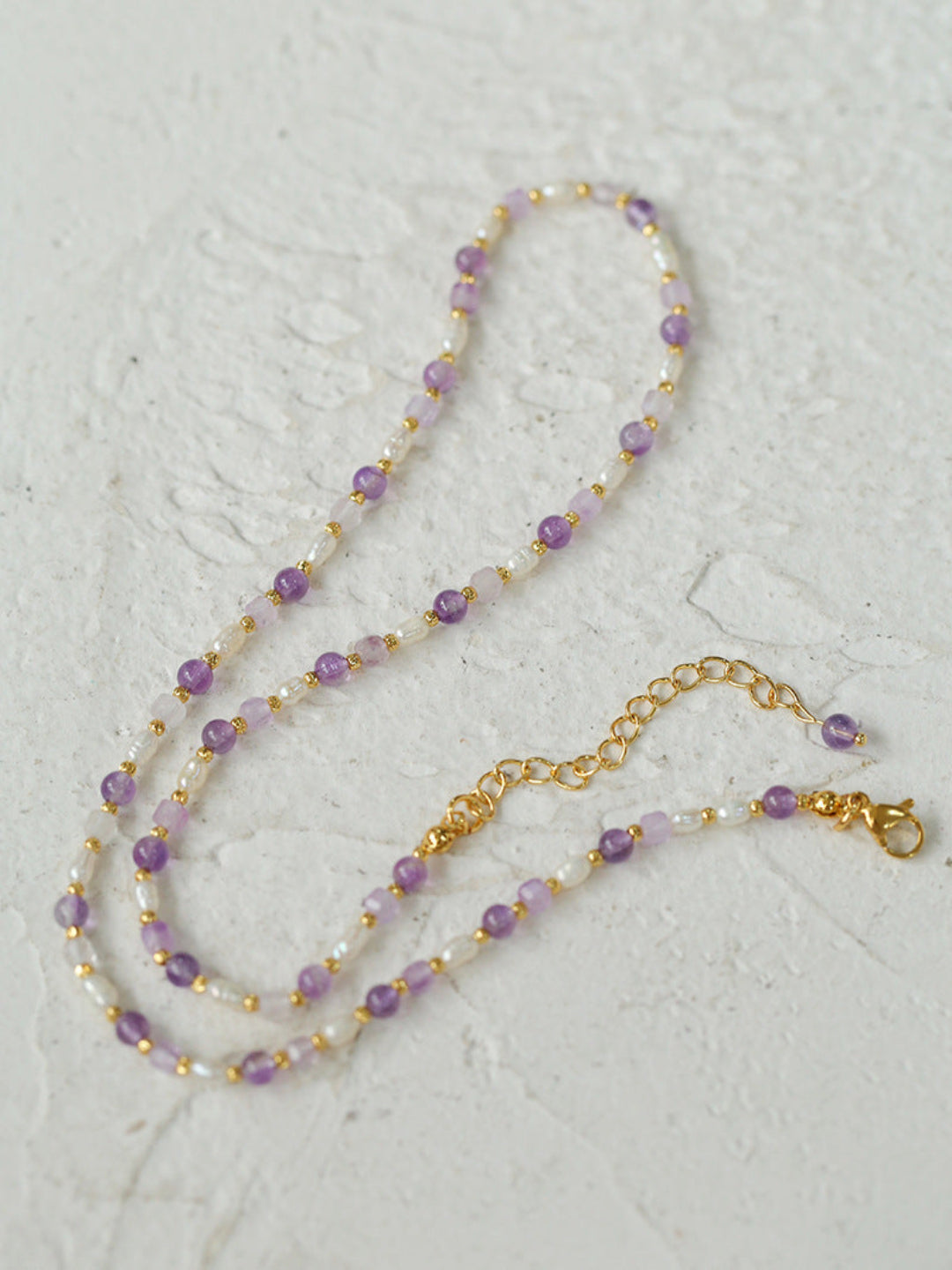 Amethyst Rice Pearl Necklace