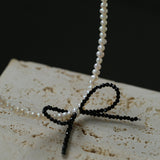 Bow Rice Freshwater Pearl Necklace-Gembea Jewelry