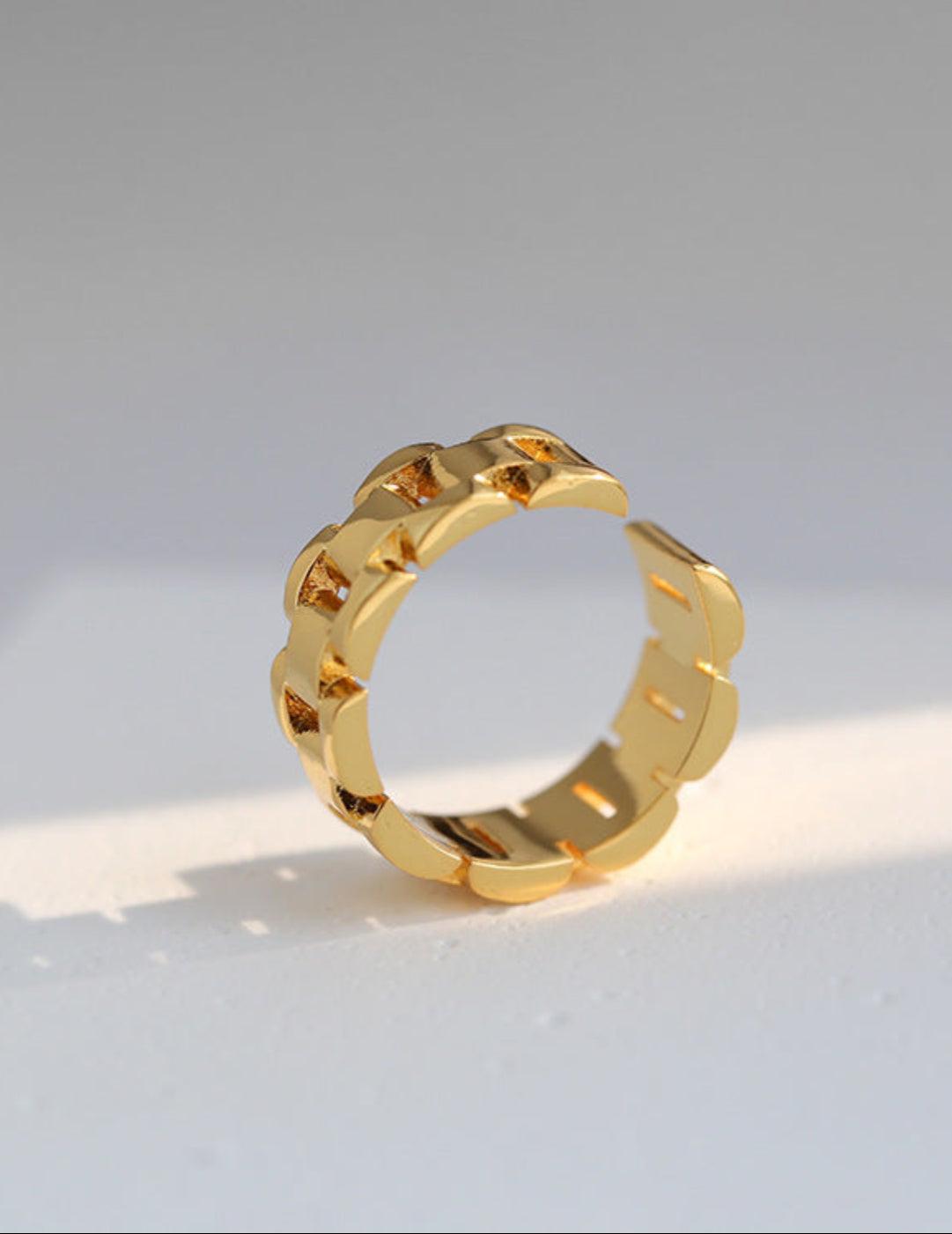Wide Version Watch Chain Metal Open Ring - Gembea Jewelry