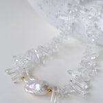 Vacation Glass Crystal Baroque Pearl Pendant Necklace