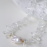 Vacation Glass Crystal Baroque Pearl Pendant Necklace