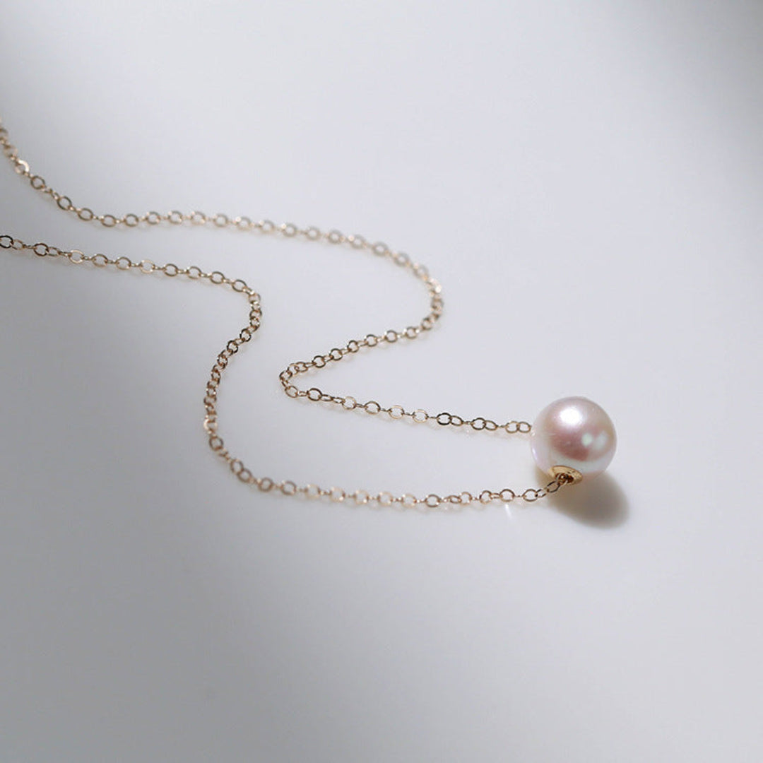 C Model Vintage 14K Gold Chain Pearl Necklace