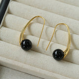 Hand-made Gray Red Black Agate Stone Ear Hooks Earrings