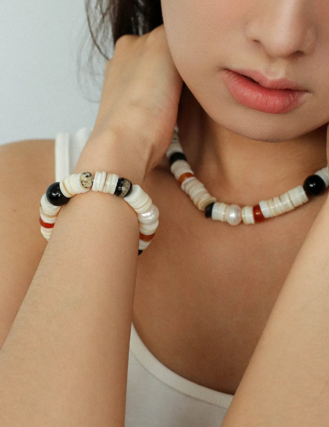 Sea's Embrace Mother of Pearl Beaded Bracelet