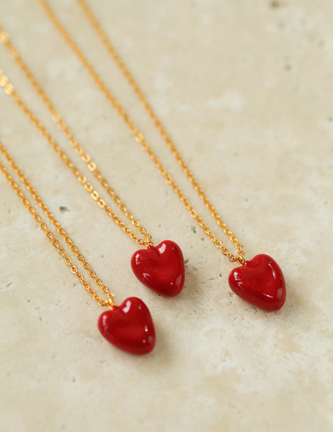 Crush Red Heart Enamel Chain Necklace