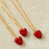 Crush Red Heart Enamel Chain Necklace