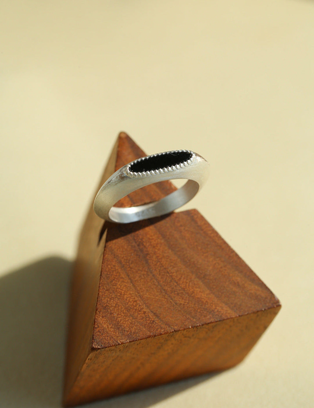 Gembea Jewelry Silver Brushed Oval Natural Stone Ring