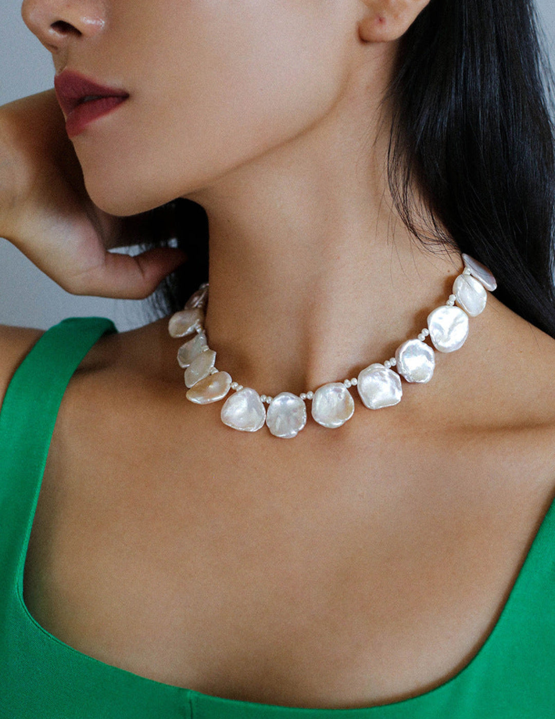 Natural Baroque Petal Pearl Necklace