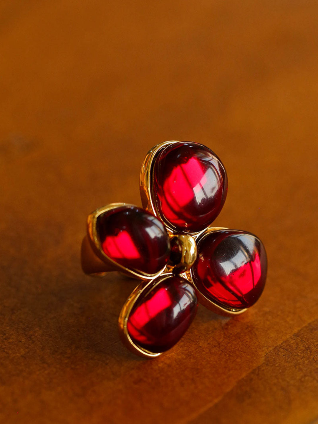 Red and Green Glazed Lilac Ring