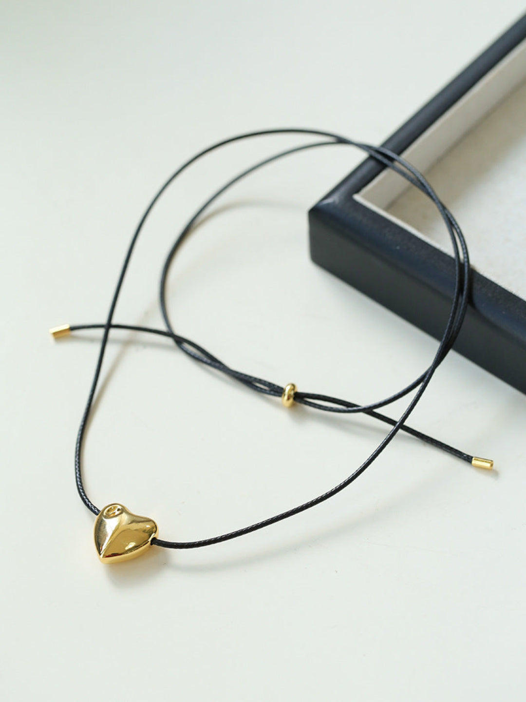 Heart Love Shaped Black Rope Necklace