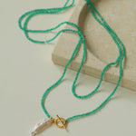 Sea's Embrace Green Agate Aquamarine Necklace