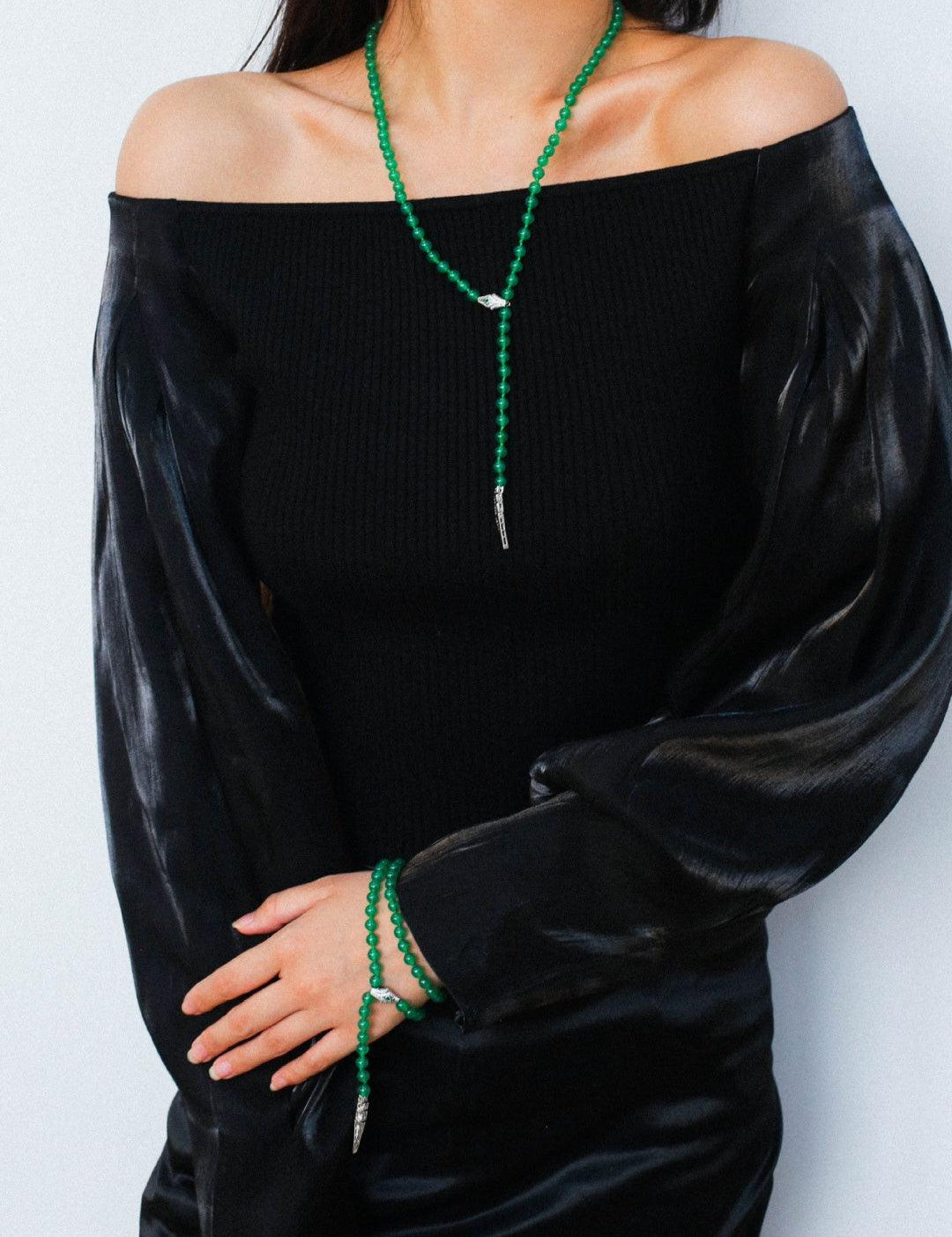 Red and Green Agate Snake Necklace - Gembea Jewelry