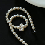 Hand-woven Pearl Run Loop Grey Necklace