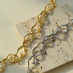 Geometric Twist Artificial Pearl Chain Necklace