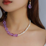 Gembea Jewelry Purple Baroque Glaze Pearl Necklace