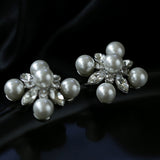 Snow Artificial Pearl Crystal Stud Earrings