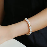 Magnetic Buckle Irregular Metal Pearl Bracelet