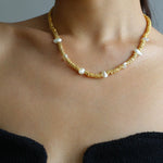 Vintage Gold Bean Irregular Pearl Necklace