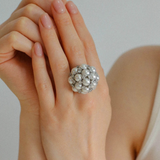 Full Star Flower Artificial Pearl Zircon Ring