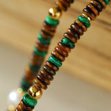 Black Agate Tiger-eye Stone Beaded Necklace